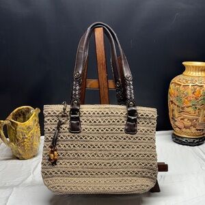 Elegant Tan and Brown Tote Bag